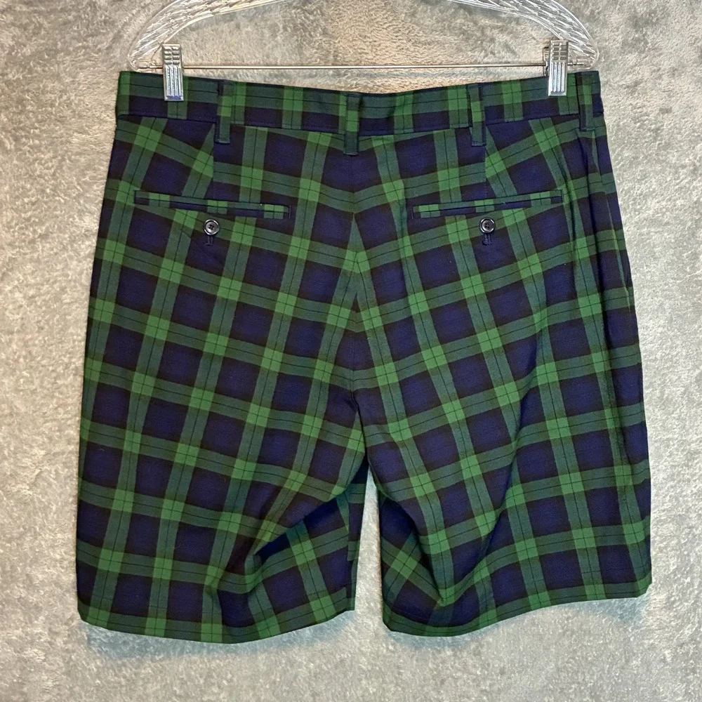 Club Room Men Black Watch Plaid Chino Short 33 Preppy Ivy League Old Money